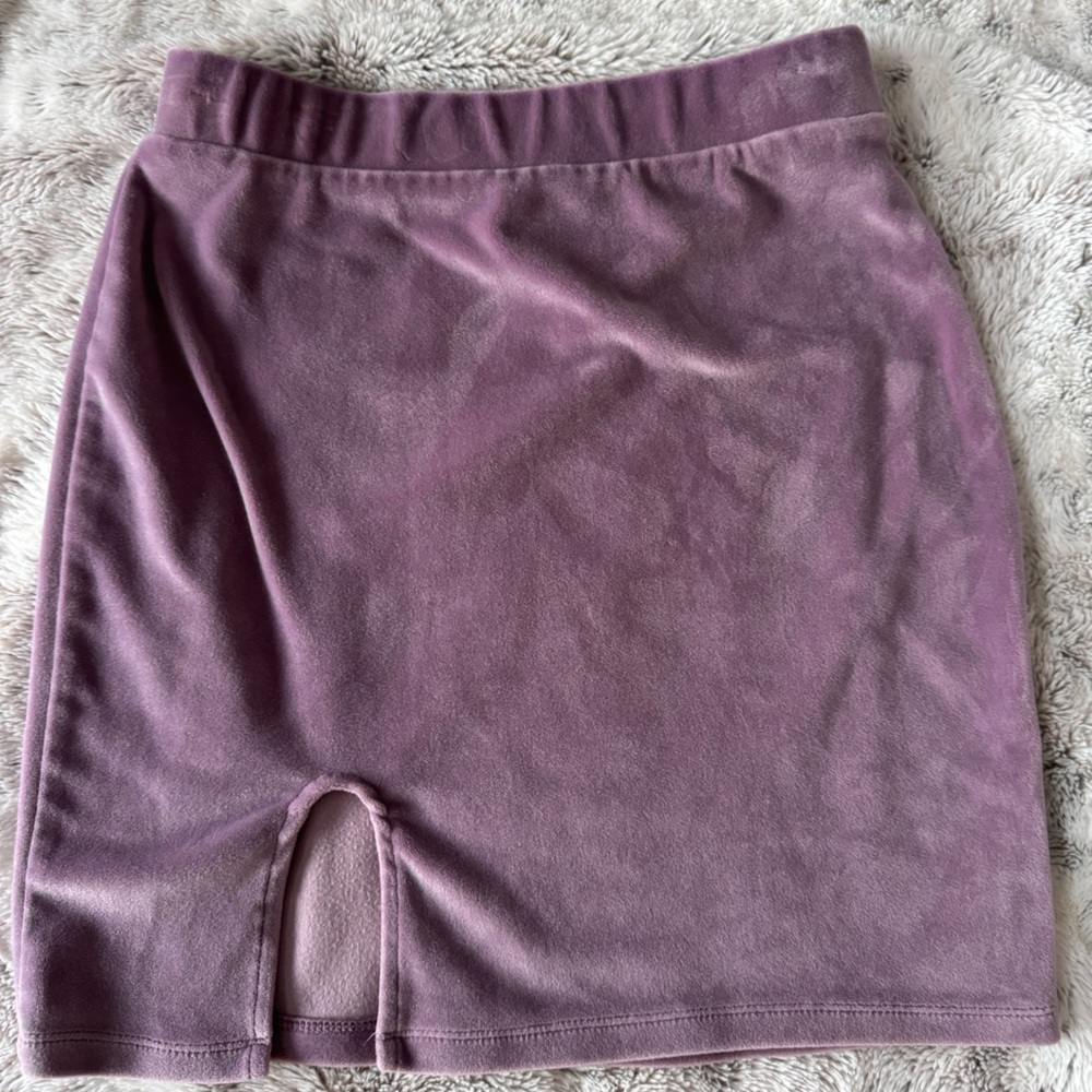Double Zero Skirts | Lavender Velvet Skirt w/ slit
